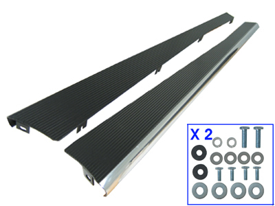 Billet VW Aluminum Running Boards, Satin Black With Polished Lip (Vintage), Pair